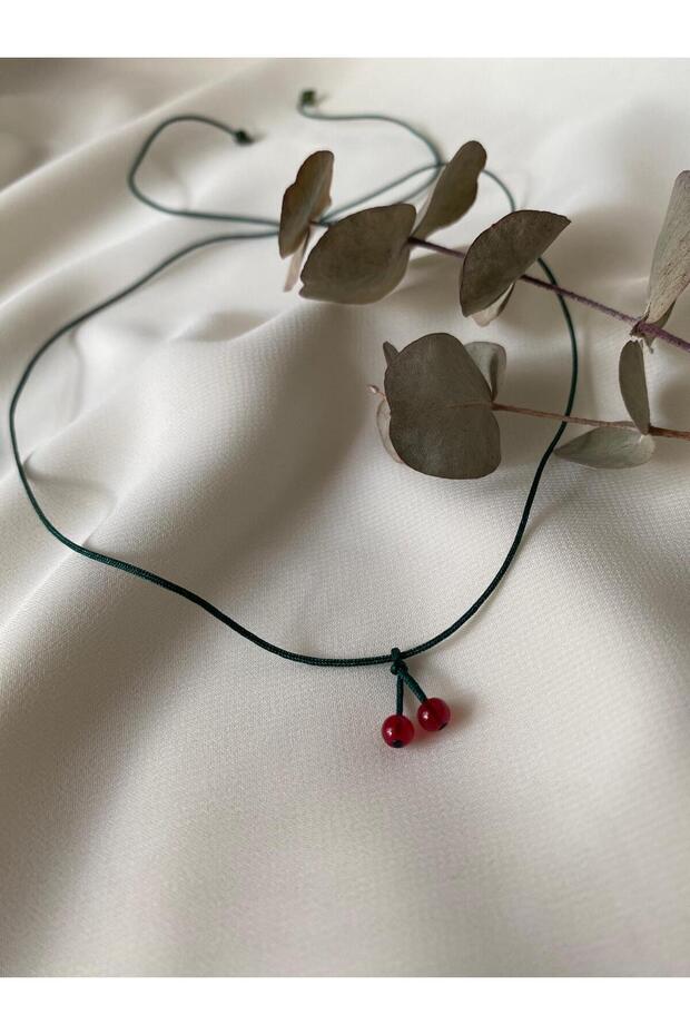 Adjustable Green Parachute Cord Cherry Necklace,Choker