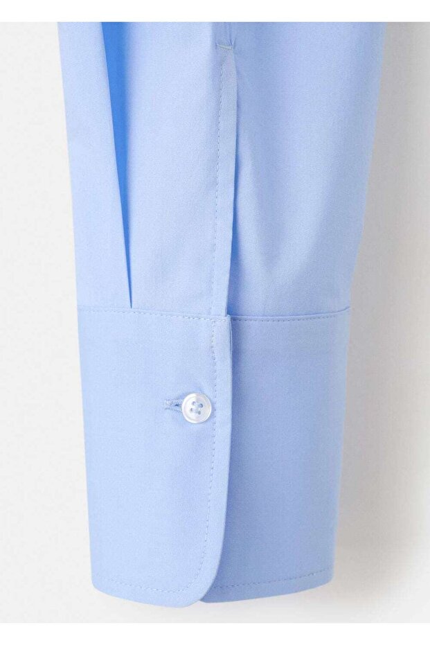 Bedene oturan poplin gömlek - 8