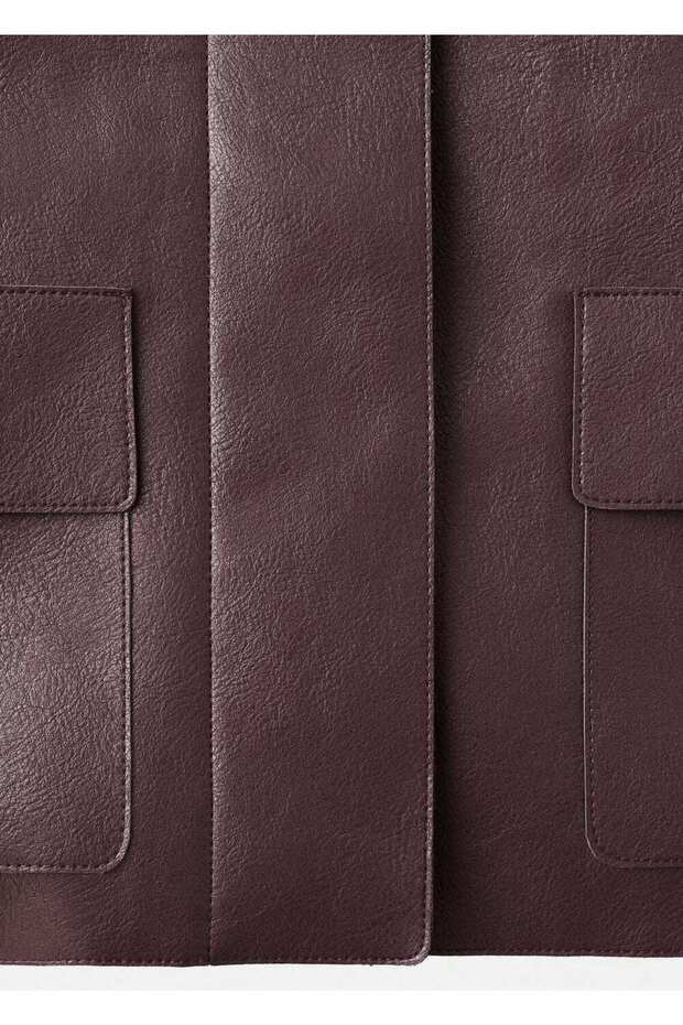 Deri görünümlü cepli ceket - 7