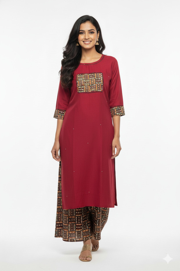 MEHROON SUIT 2 PIECE SET