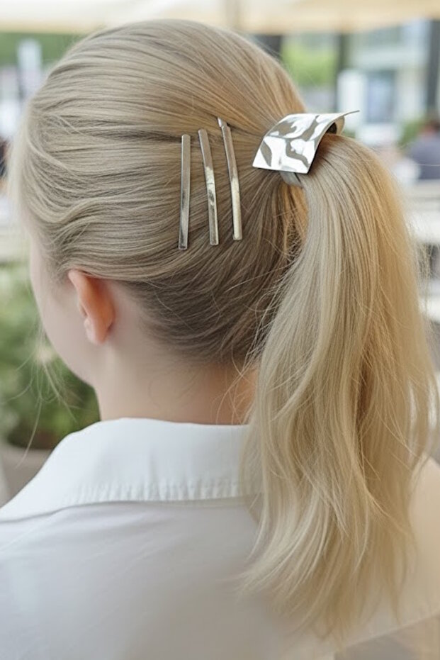 Silver Color Metal Rubber Buckle and Wire Buckle Set