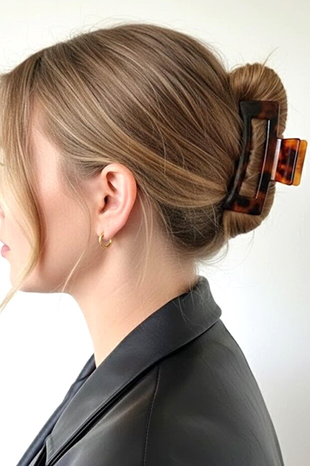 مشبك مزلاج بنقشة الفهد البني - 1