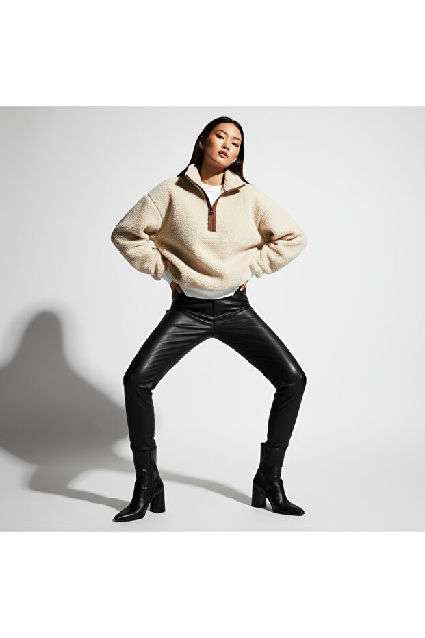 Peluş Örme Sweatshirt - 6