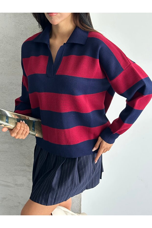 Polo Neck Striped Sweater