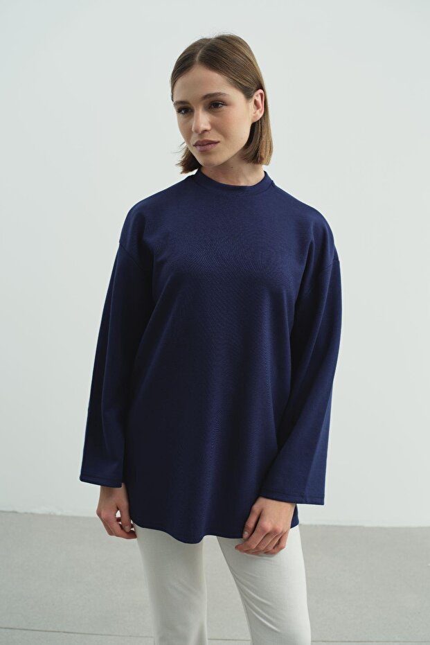 Oversize Basic Sweatshirt 980 Sax - 1