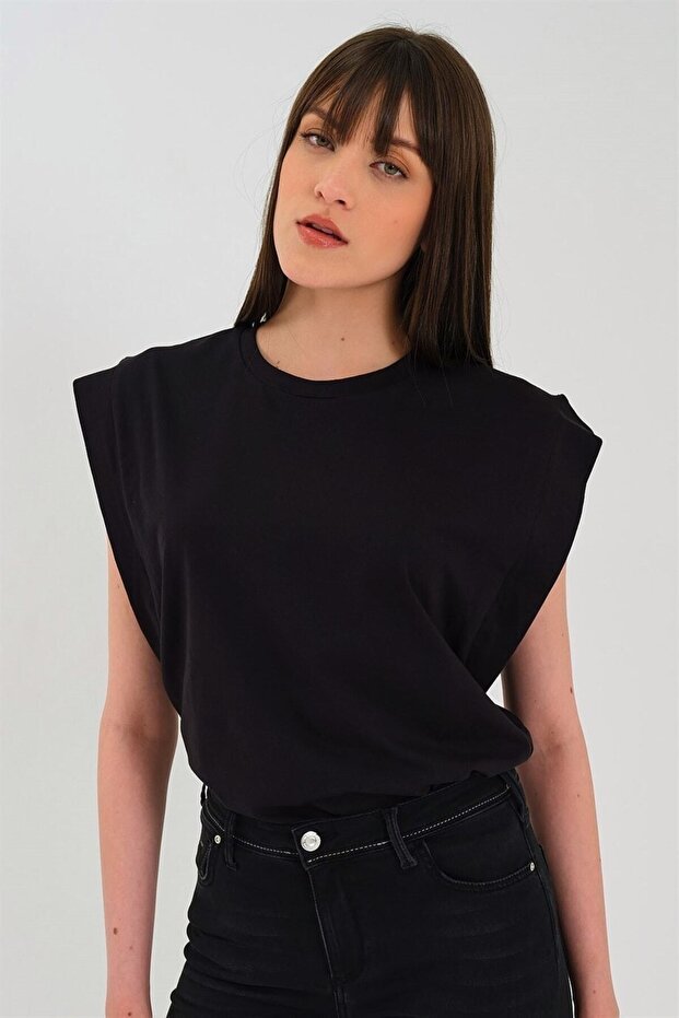 Kadın Kolsuz Basic Örme T-shirt & Bluz - 2