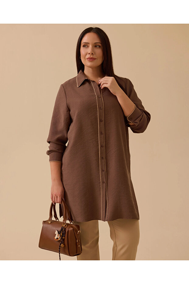 Plus Size Piped Basic Tunic - 2
