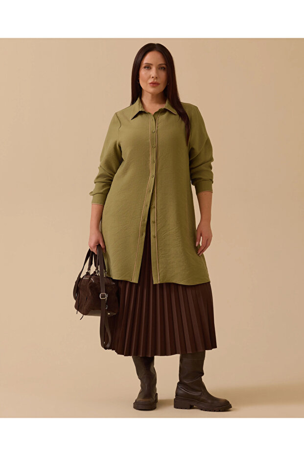 Plus Size Piped Basic Tunic - 2