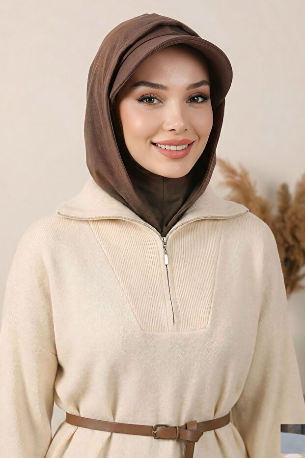 Four Seasons Women's Instant Bonnet with Visor and Concealer Feature, Brown, B-88O