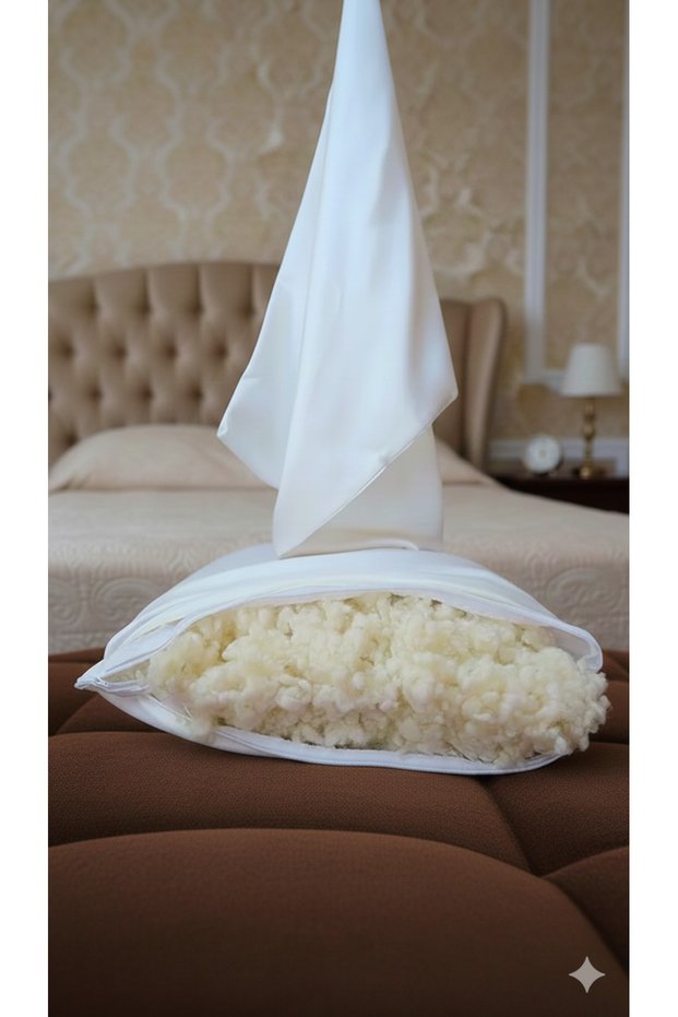 Anti-Wrinkle Beauty Pillow 100% Wool Filled, 100% Natural Silk Pillowcase for Skin and Hair