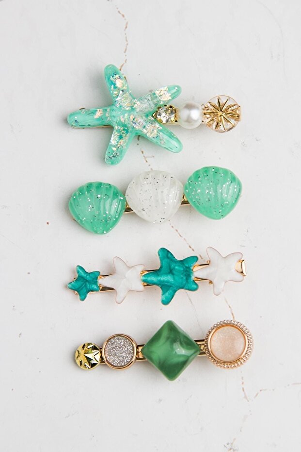 مجموعة مشابك متعددة من صدف البحر الأخضر (6 سم) - 7