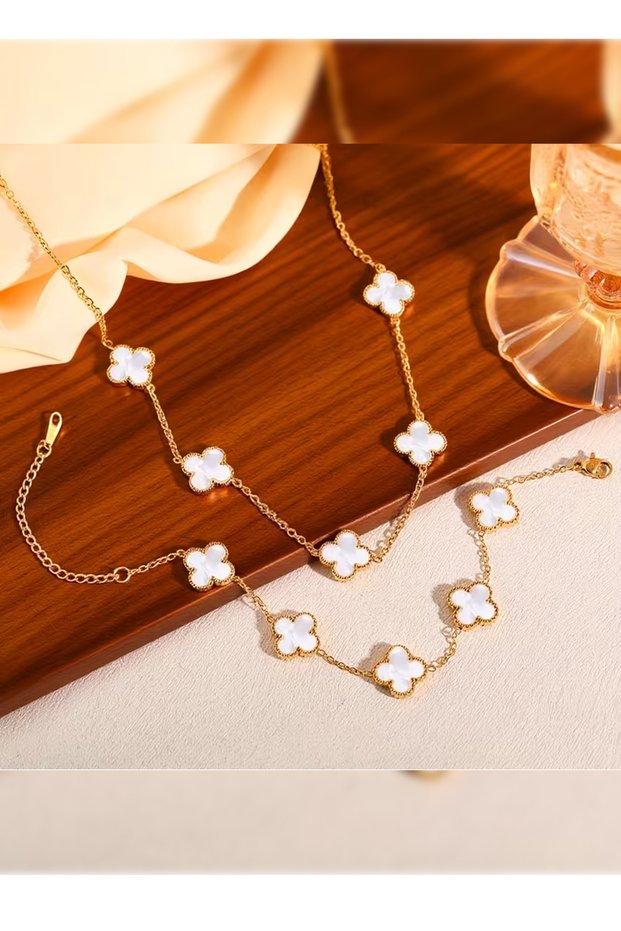 SET BEYAZ GOLD ÇELİK KOLYE