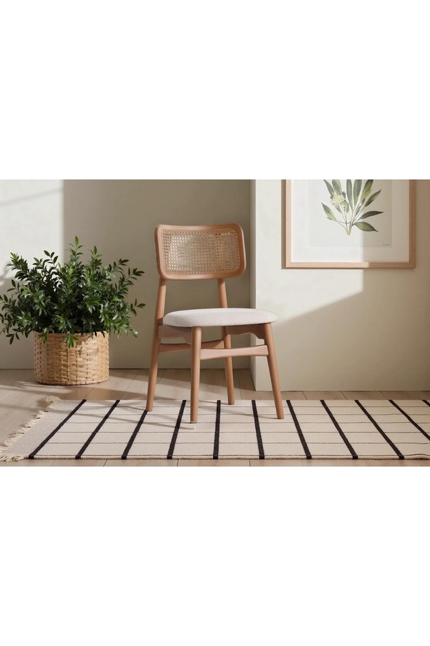 VERA SANDALYE, CEVİZ, KREM - 1