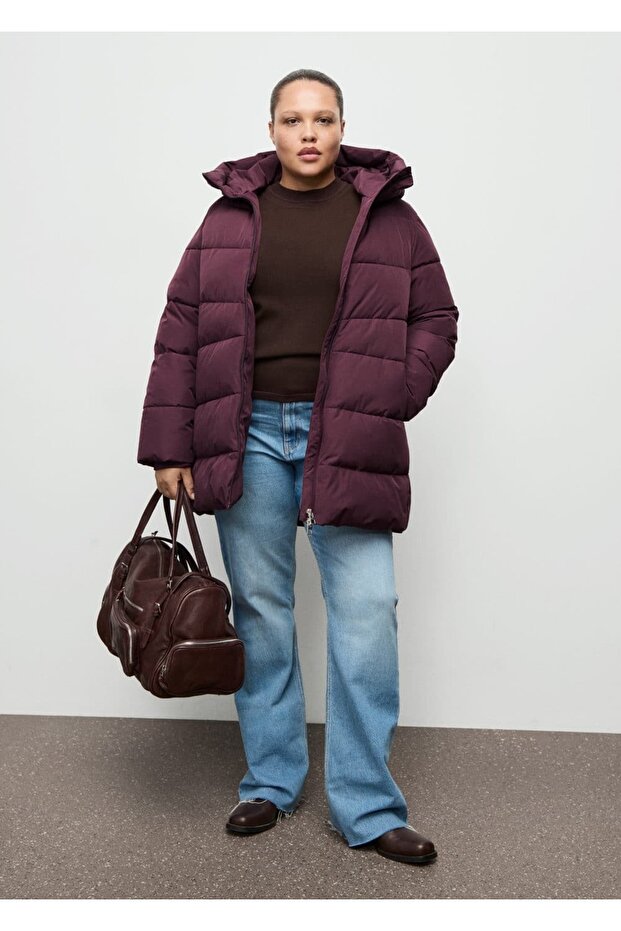 Kapüşonlu kapitone anorak - 5