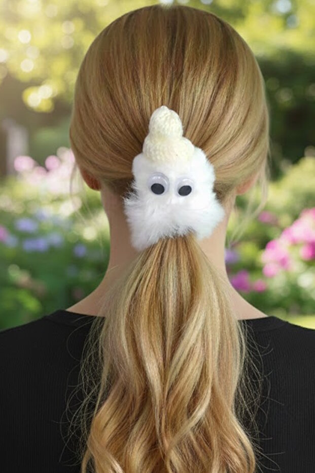 Cream Color Monster Figured Plush Bagel Buckle