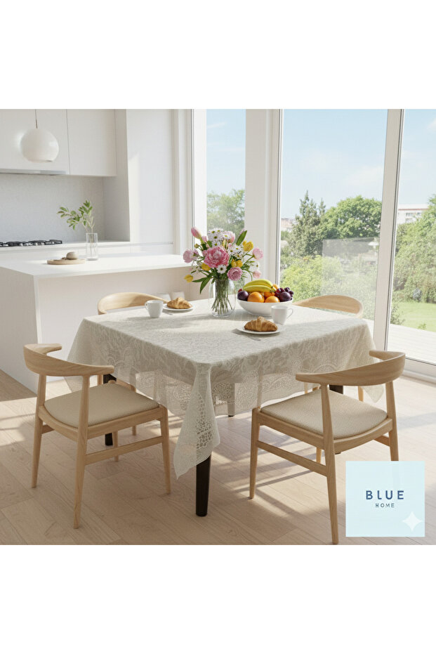 🆕 Tablecloth Pvc Lace Look Non-Slip Liquid-Proof Non-Hole Kitchen Mei̇wa Marseille White