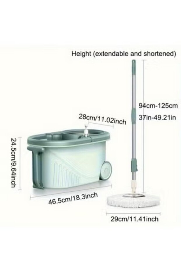 Spin Mop and Bucket Set with Extendable Foldable Handle and Microfiber Heads - 7