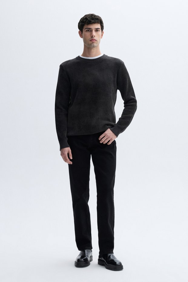 Men's Black Straight Fit Jean Trousers