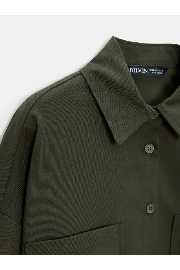 50522 Oversize Gömlek-Haki - 8