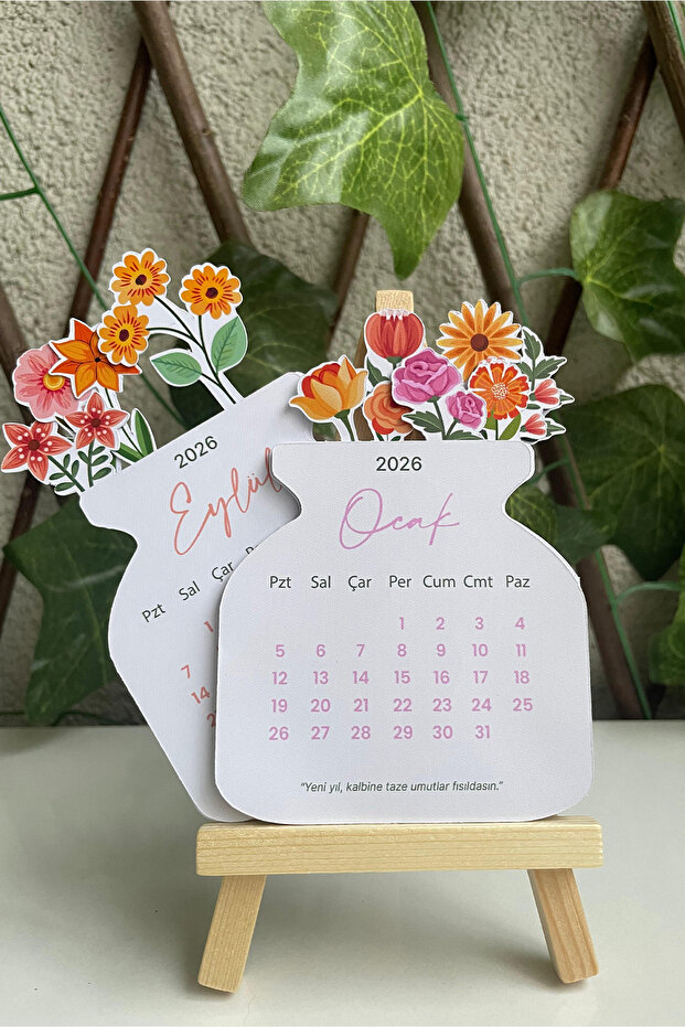 2026 Mini Çiçek Takvim + Tahta Stand - 3