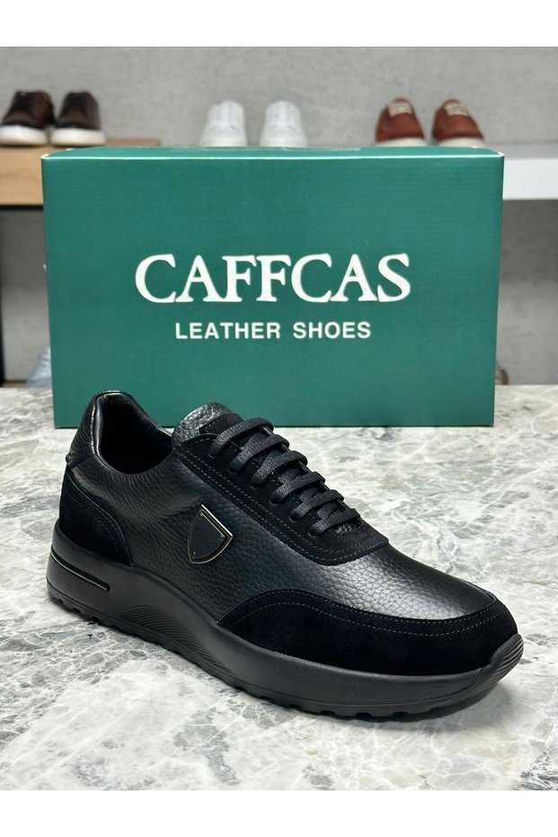Genuine Leather Black Handmade Sports Casual Men's Shoes 4257