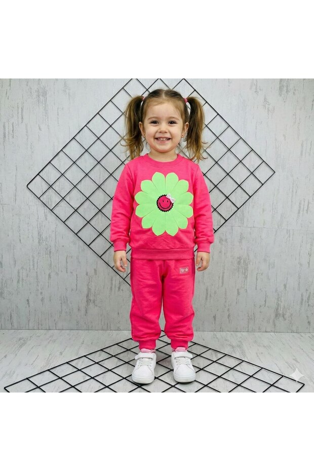 Double Flower Printed Girl's Set