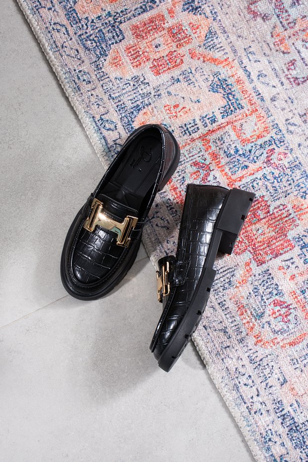 Women's Loafer High Sole Buckle Casual Shoes