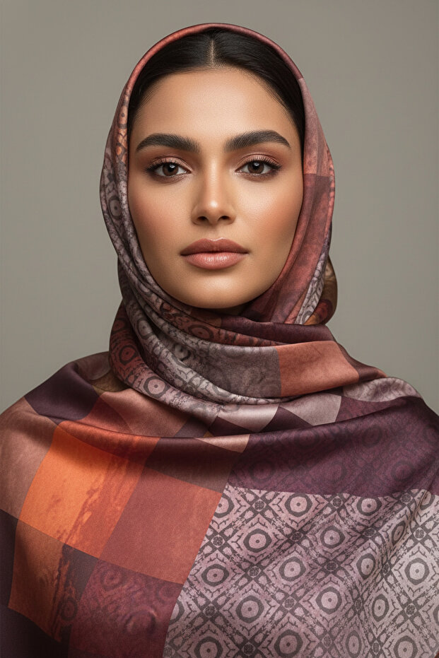 تريند الطباعة الرقمية التعادل صبغ مستطيل منقوشة وشاح رويان نمط 4 ألوان 8 - 4