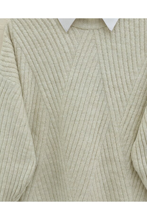 سترة محبوكة منقوشة بالألماس - حجر - 4