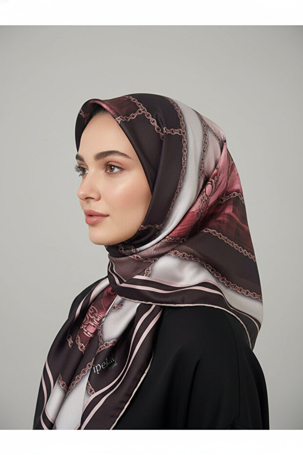 نمط وشاح ناعم منقوش بسلسلة حلقية 1 لون 8 - 3