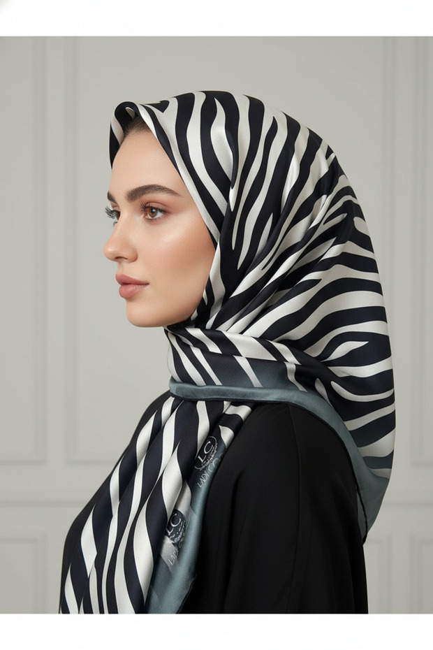 Zebra Patterned Digital Print Rayon Scarf - 3