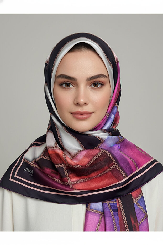 نمط وشاح ناعم منقوش بسلسلة حلقية 1 لون 5 - 2