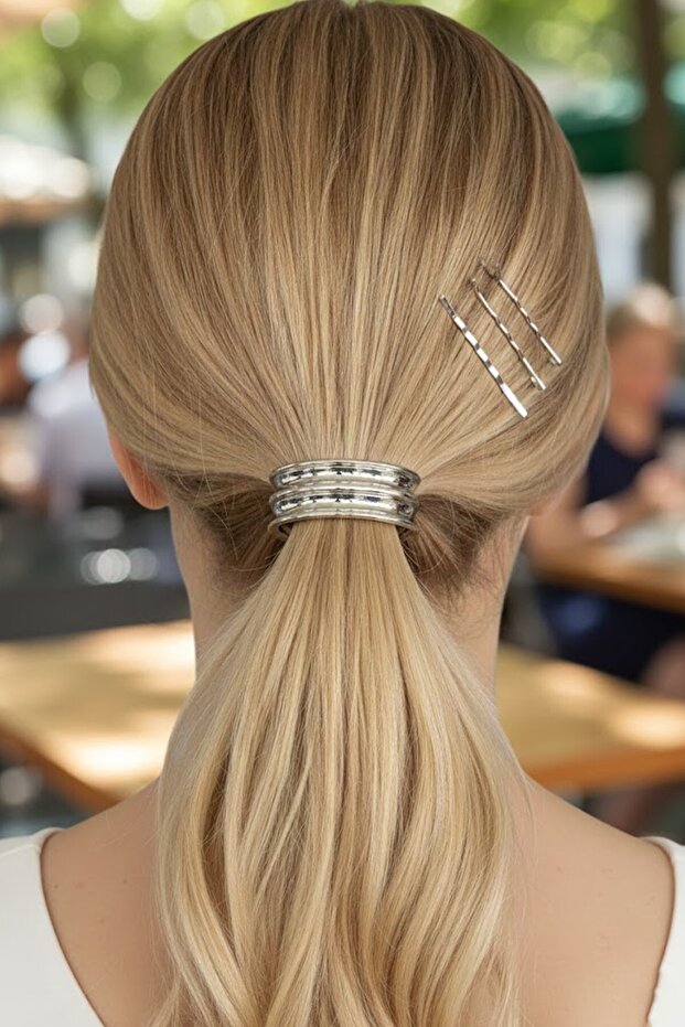 Silver Color Metal Rubber and Wire Buckle Set