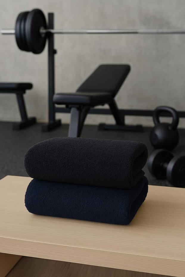 Black+Navy Blue Fitness-Sports Towel 2 Pieces -Quick Dry-Hairdresser and Barber Towel 50*90 cm