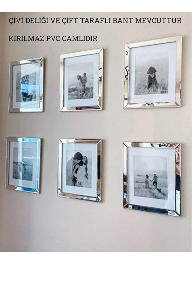 Hkm Ticaret 20X20 cm 3-Piece Mirror Plexiglass Covered Detachable Glass Frames! Plastic Stylish Frames