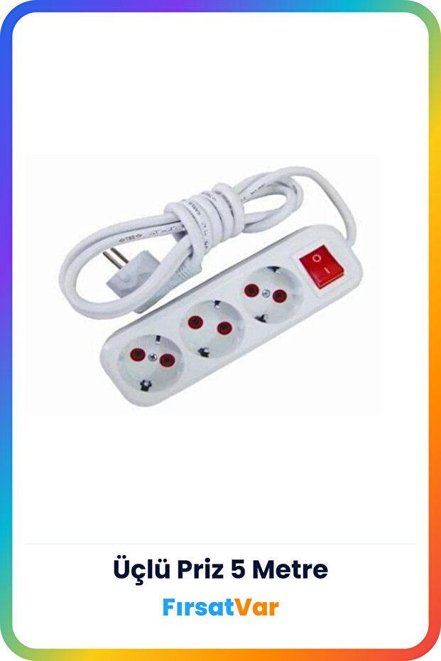 كابل بطول 5 أمتار - زر التبديل، مُضاعِف مقبس المجموعة الأرضية المكون من 3 قطع - 1