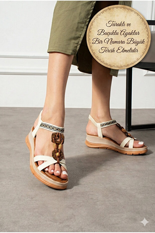 Beige Daily Stylish Women's Sandals with Accessories