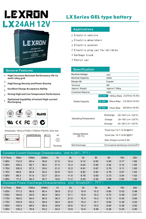 12 Volt 24AH Jel Akü - 2