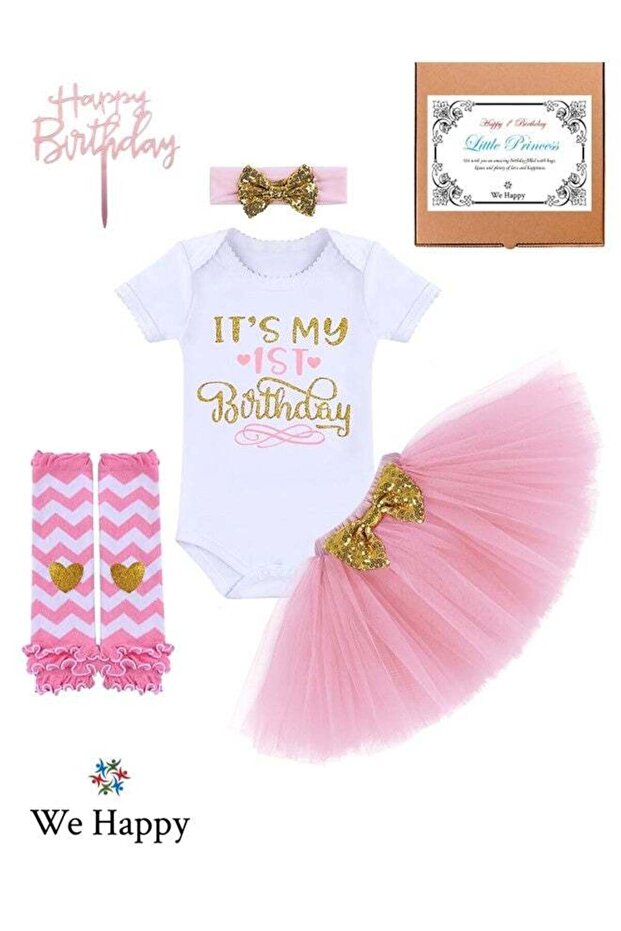 5 Pieces It's My 1st Birthday Costume Princess Theme Baby Girl Tutu Set
