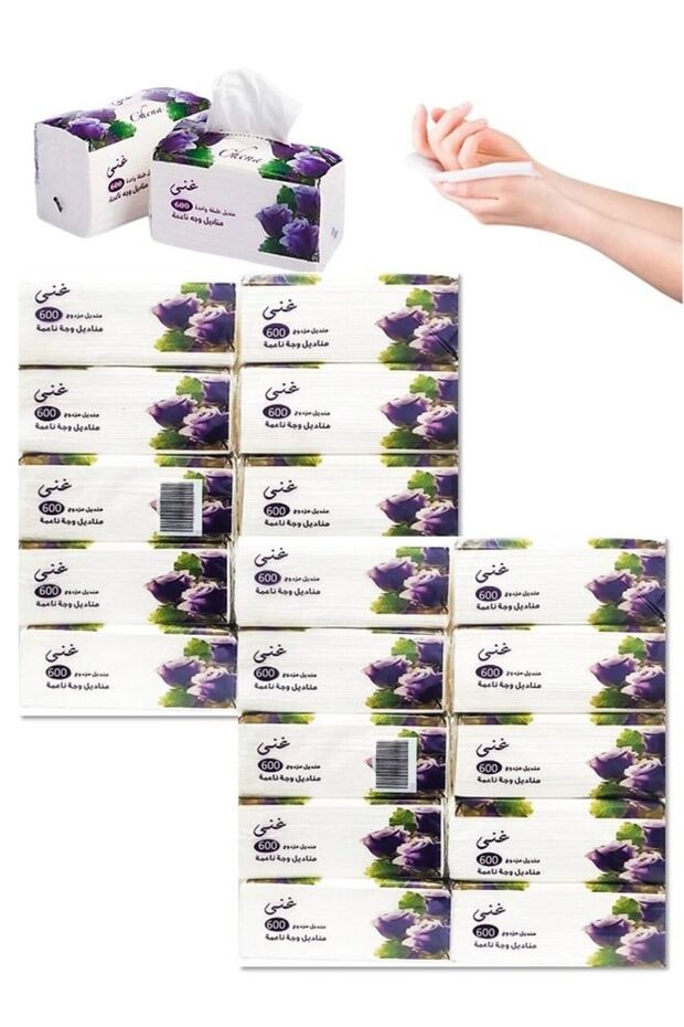 Soft Paper Tissues - Skin Friendly, Highly Absorbent White Face Towels (12000 pcs)