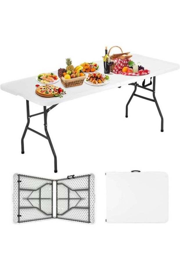 Heavy-Duty 122CM Fold-In-Half Portable Folding Table