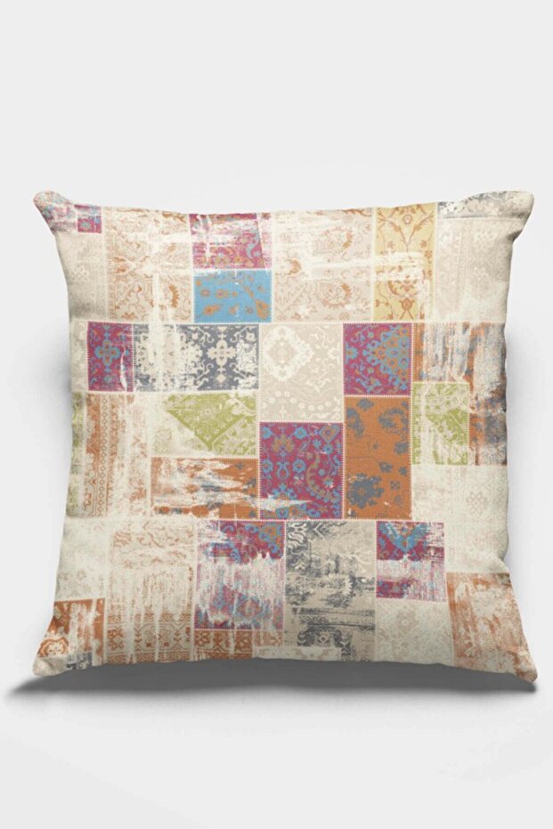 غطاء وسادة متعدد الألوان بتصميم مرقع ذو وجهين - 1