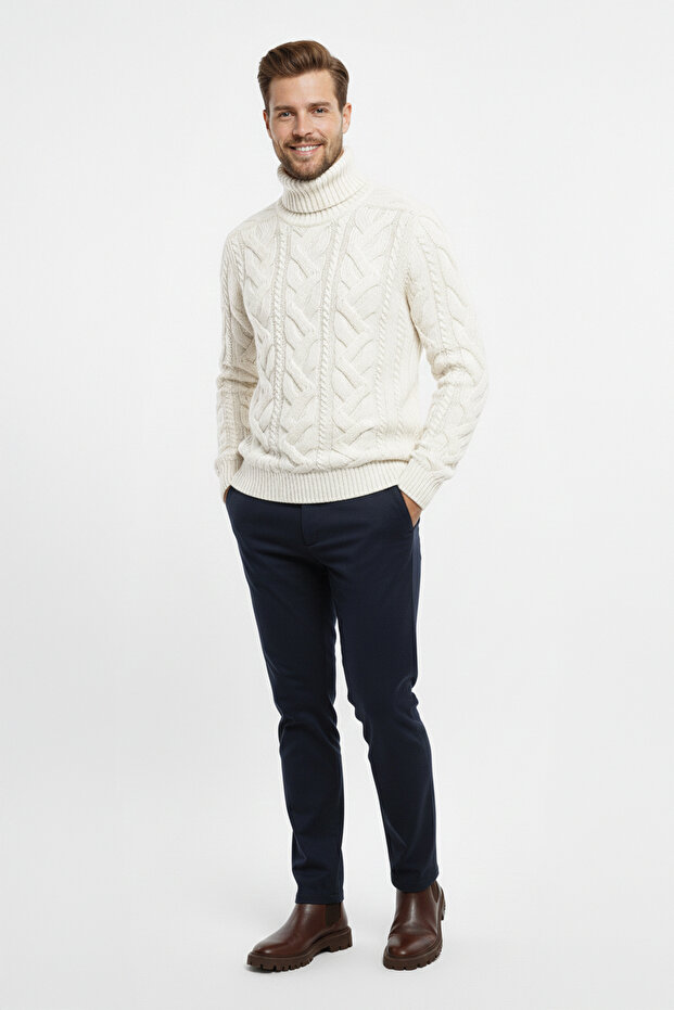 Erkek Balıkçı Yaka Kalın Kazak - 2