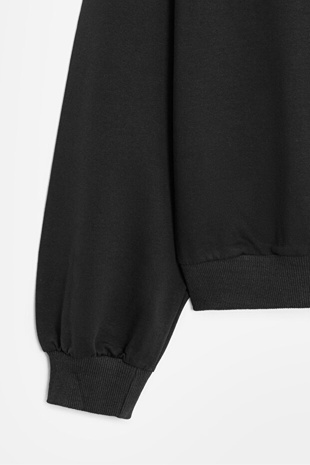 Kadın Oversize Kapüşonlu Basic Hoodie Sweatshirt - 3