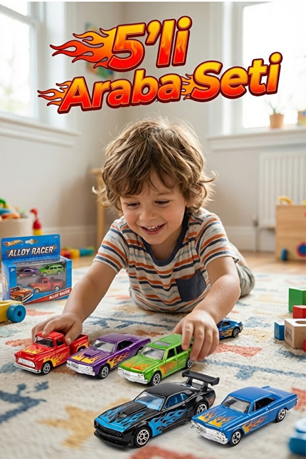 4-Piece Metal Toy Car Set - Diecast Alloy Durable Racing Cars - Gift Pack