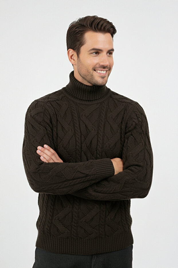 Erkek Balıkçı Yaka Kalın Kazak - 1