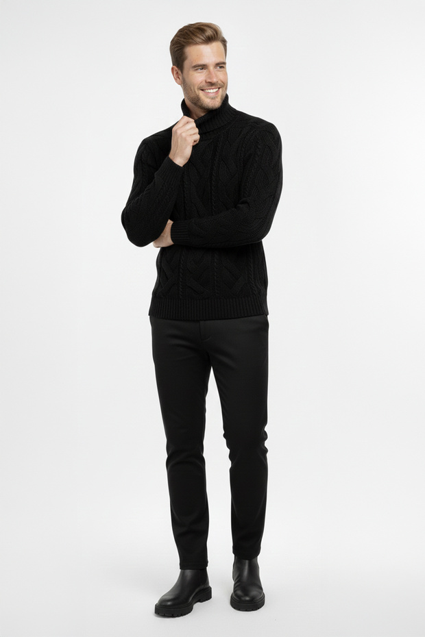 Erkek Balıkçı Yaka Kalın Kazak - 2