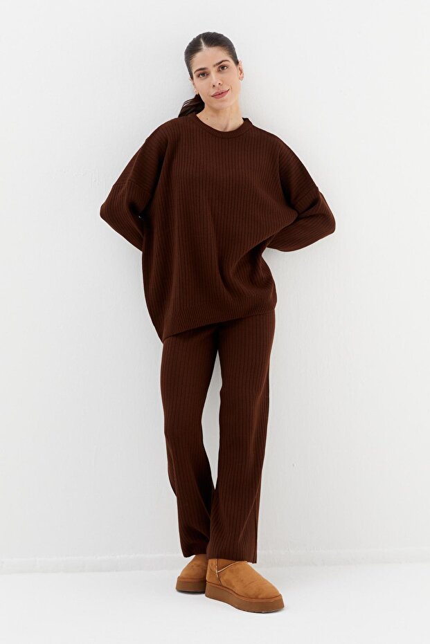 Knitwear Pants Sweater Set Brown
