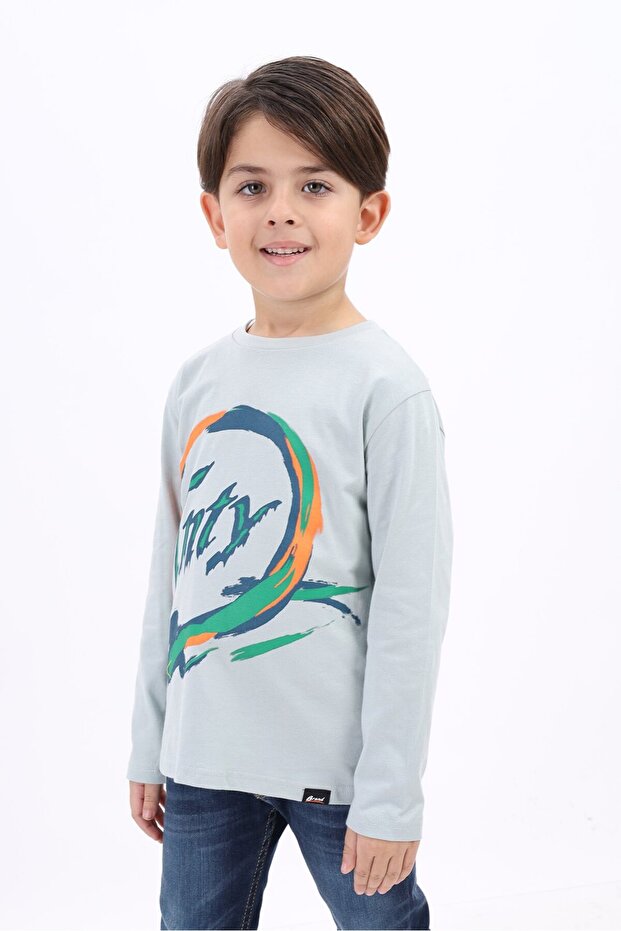 Boy's Printed Crew Neck Long Sleeve T-Shirt