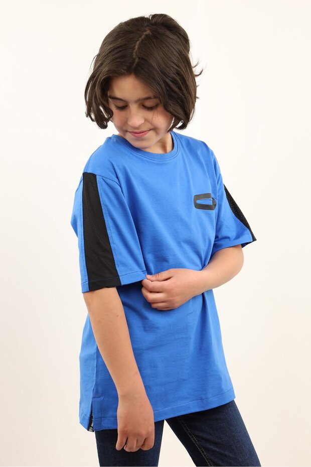Boy's Paneled Crew Neck Short Sleeve T-Shirt